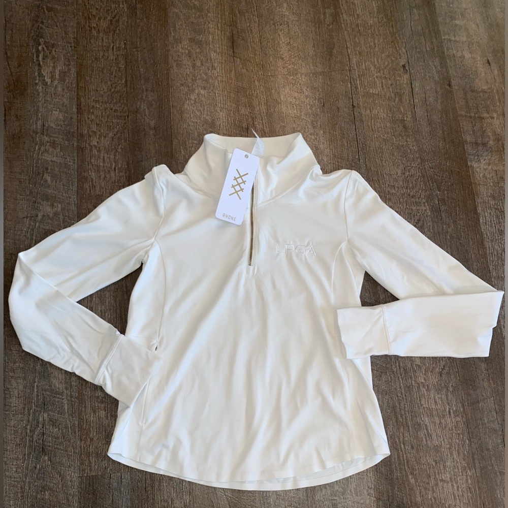 Rhone LPGA Quarter Zip Cosmic Knit Pullover in White (read description)